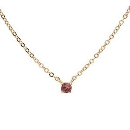 Collier Plaqué Or Pendentif Pierre Véritable Grenat 3mm 38+5cm