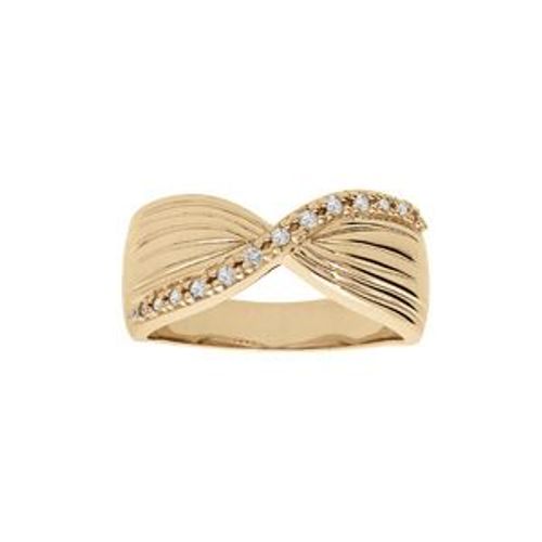 Bague Plaqué Or Croisée Oxydes Blancs Sertis