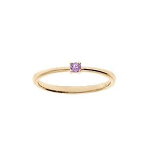 Bague Plaqué Or Pierre Véritable Améthyste 2,5mm