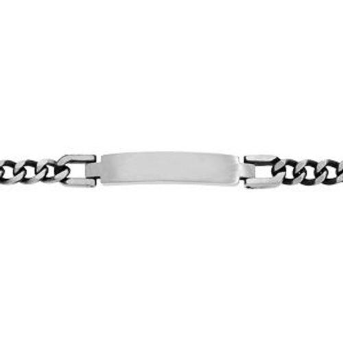Bracelet Acier 8mm Maille Gourmette 7mm Acier Aspect Vieilli Pvd Brossé 21cm
