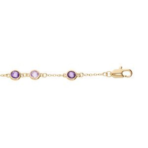 Bracelet Plaqué Or Oxydes Ronds Violets 16+3cm