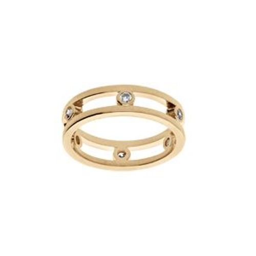 Bague Plaqué Or Ajourée Oxydes Blancs Sertis