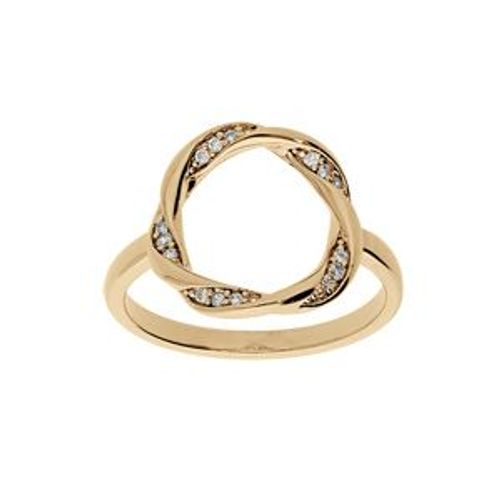 Bague Plaqué Or Cercle Torsade Oxydes Blancs