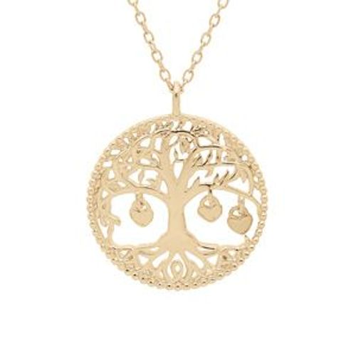 Collier Plaqué Or Arbre De Vie Et Pampilles 3 Coeurs Doré (Couple Famille) 44cm Réglable 42 Et 40