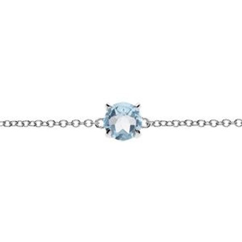 Bracelet Argent Rhodié Pierre Véritable Topaze Bleu 6,5mm 15+4cm