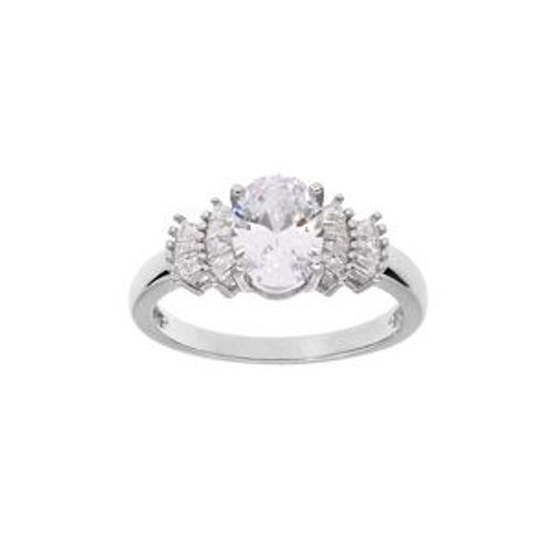 Bague Argent Rhodié Oxydes Blancs
