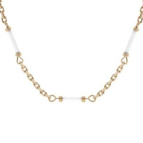 Collier Plaqué Or Tubes Blancs 45cm