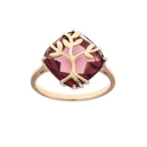 Bague Plaqué Or Oxyde Violet Avec Arbre De Vie