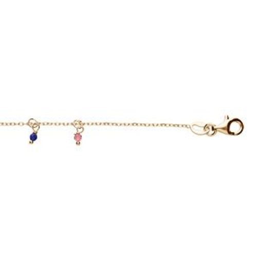 Bracelet Argent Et Dorure Jaune Pampilles Boules Empiérrés Multi Couleurs 15+3cm