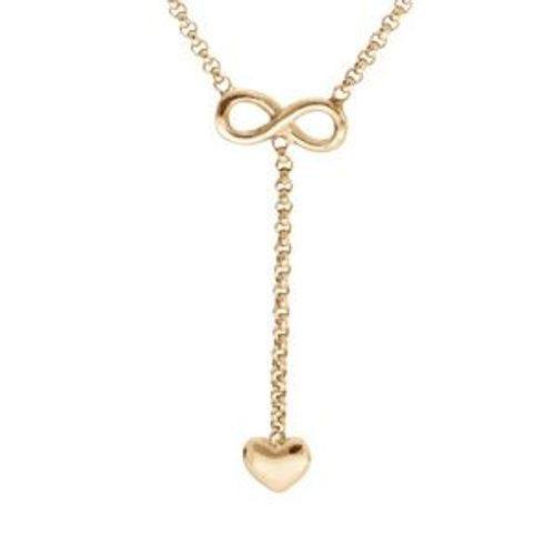 Collier Argent Et Dorure Jaune Motif Infini Et Coeur 42+3cm