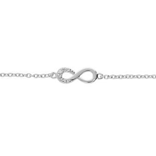 Bracelet Argent Platiné Infini Oxydes Blancs Sertis 15+3cm