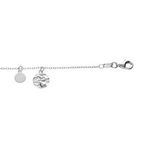 Bracelet Argent Rhodié Pampilles Pastilles Lisses Et Martelée 16+3cm