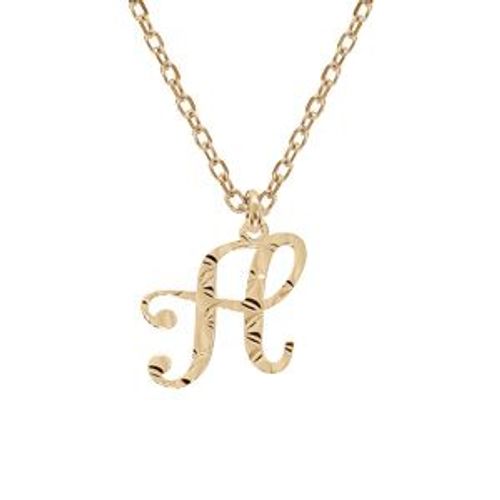 Collier Argent Et Dorure Jaune Pendentif Lettre Anglaise H Diamanté 40+4cm