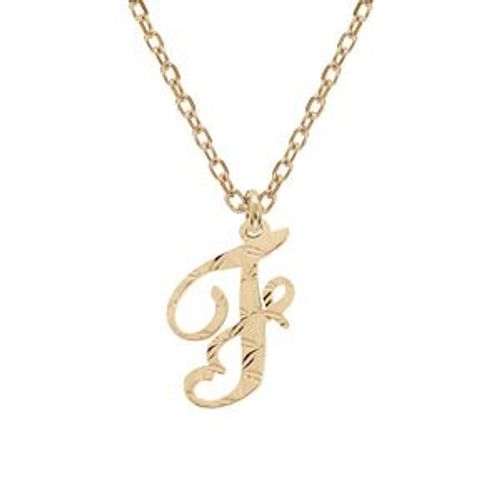 Collier Argent Et Dorure Jaune Pendentif Lettre Anglaise F Diamanté 40+4cm