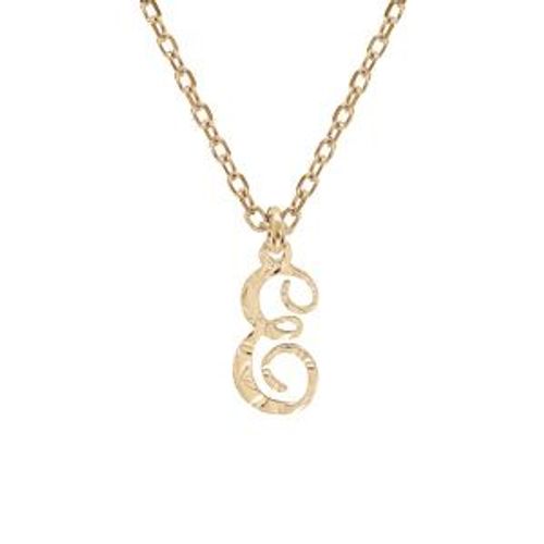 Collier Argent Et Dorure Jaune Pendentif Lettre Anglaise E Diamanté 40+4cm