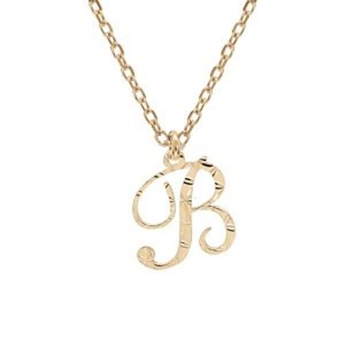 Collier Argent Et Dorure Jaune Pendentif Lettre Anglaise B Diamanté 40+4cm