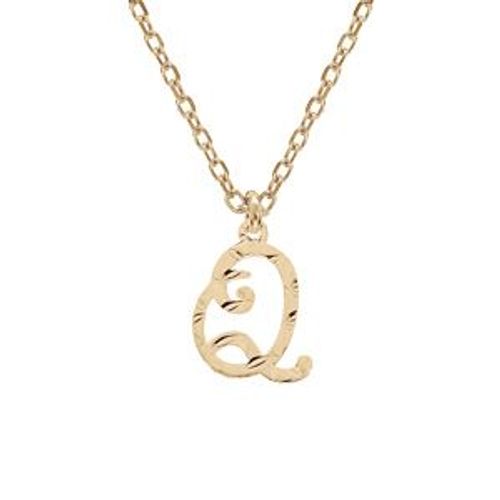 Collier Argent Et Dorure Jaune Pendentif Lettre Anglaise Q Diamanté 40+4cm