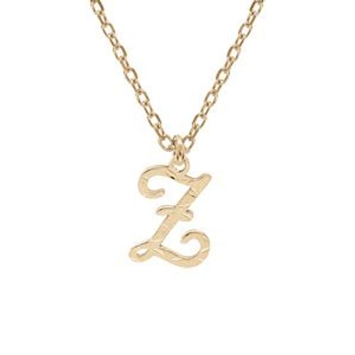 Collier Argent Et Dorure Jaune Pendentif Lettre Anglaise Z Diamanté 40+4cm
