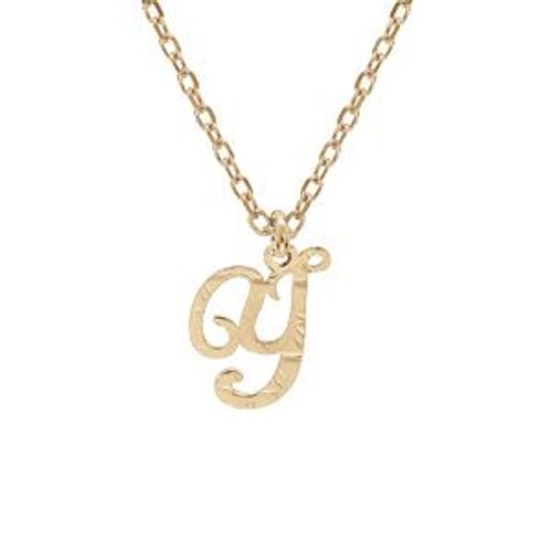 Collier Argent Et Dorure Jaune Pendentif Lettre Anglaise Y Diamanté 40+4cm