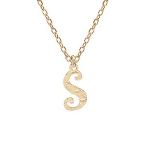 Collier Argent Et Dorure Jaune Pendentif Lettre Anglaise S Diamanté 40+4cm