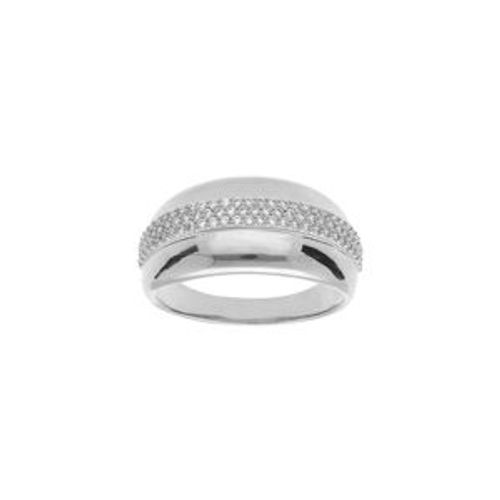 Bague Argent Rhodié Jonc Avec Oxydes Blancs Sertis