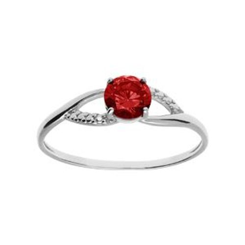 Bague Argent Platiné Oxydes Rouge Et Blancs Sertis