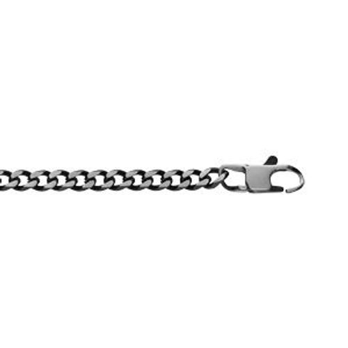 Bracelet Acier Maille Gourmette 5mm Pvd Brossé Aspet Patiné Chanfrin Noir 19cm
