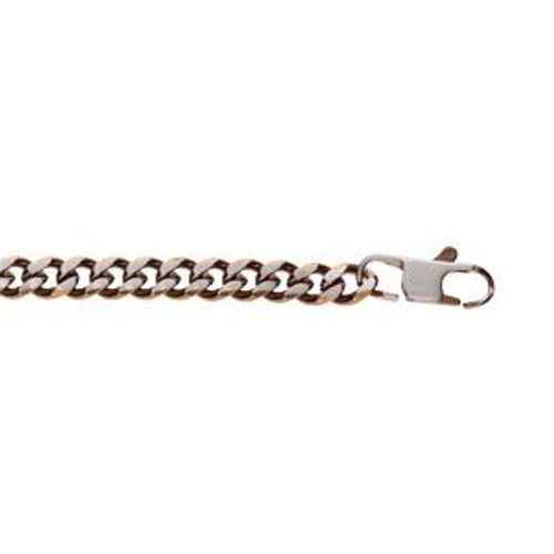 Bracelet Acier Maille Gourmette 5mm Pvd Brossé Aspet Patiné Chanfrin Marron 19cm