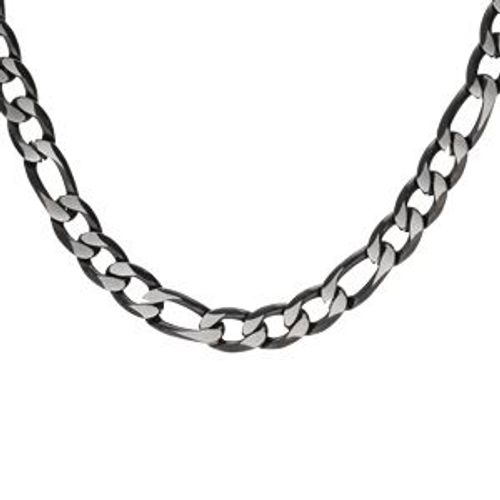 Collier Acier 1+3 5mm Pvd Brossé Aspect Patiné Chanfrin Noir 55cm