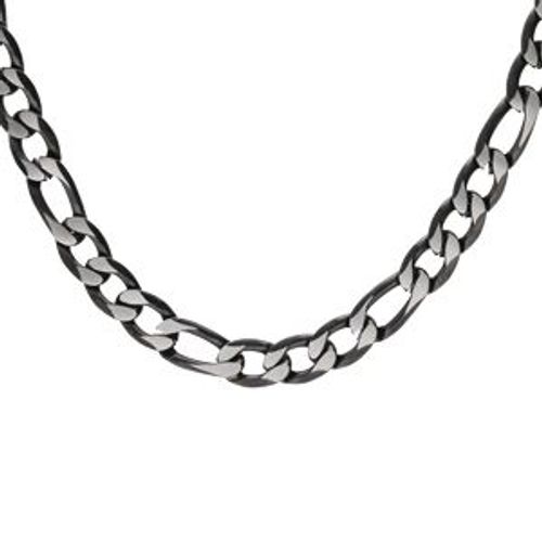 Collier Acier 1+3 5mm Pvd Brossé Aspect Patiné Chanfrin Noir 50cm