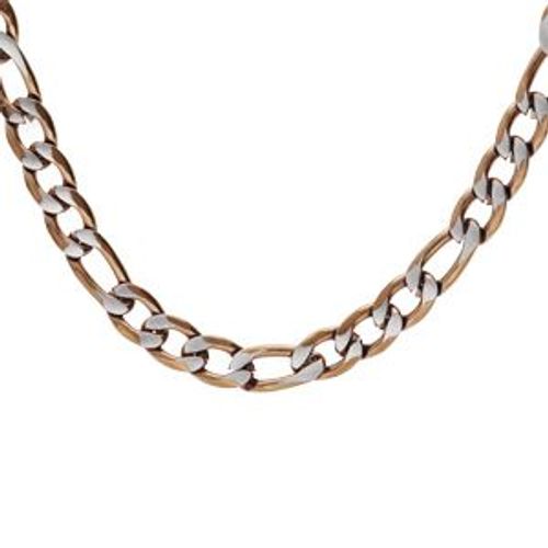 Collier Acier 1+3 5mm Pvd Brossé Aspect Patiné Chanfrin Marron 50cm