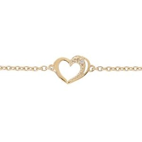 Bracelet Plaqué Or Coeur Oxydes Blancs Sertis 15+3cm