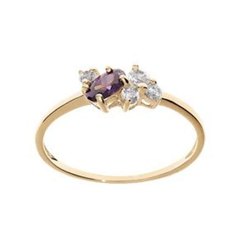 Bague Plaqué Or Oxydes Violet Et Blancs Sertis