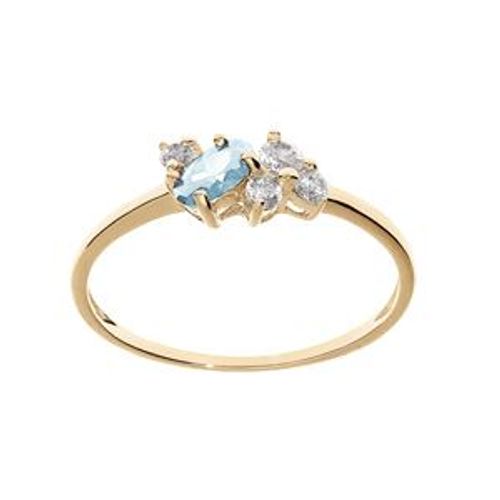 Bague Plaqué Or Oxydes Bleu Ciel Et Blancs Sertis