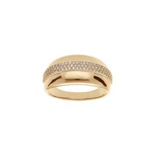 Bague Plaqué Or Jonc Avec Oxydes Blancs Sertis