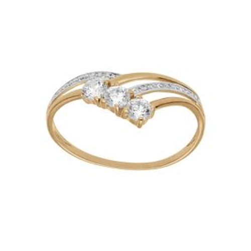 Bague Plaqué Or Forme Pointe Oxydes Blancs Sertis