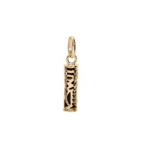 Pendentif Plaqué Or Tiki 13mm Tendresse Amour Résine Noire