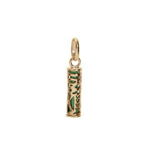 Pendentif Plaqué Or Tiki 13mm Tendresse Amour Résine Verte