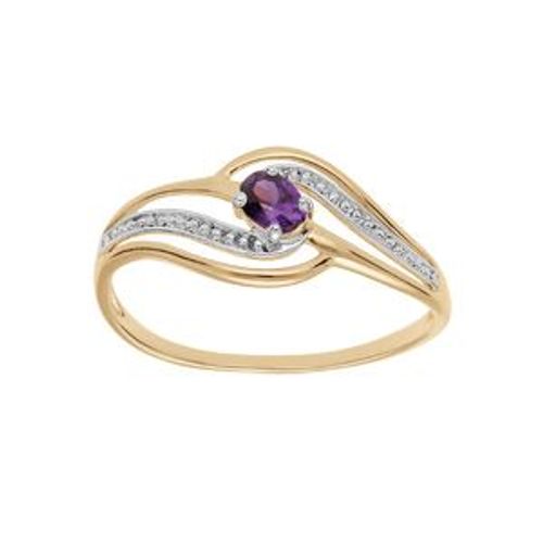 Bague Plaqué Or Volute Oxydes Violet Et Blancs Sertis