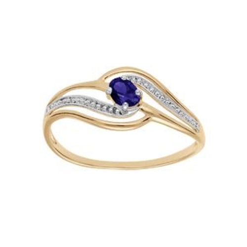 Bague Plaqué Or Volute Oxydes Bleu Foncé Et Blancs Sertis