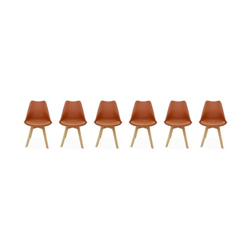 Lot De 6 Chaises Scandinaves. Pieds Bois De Hêtre. Chaises 1 Place. Terracotta