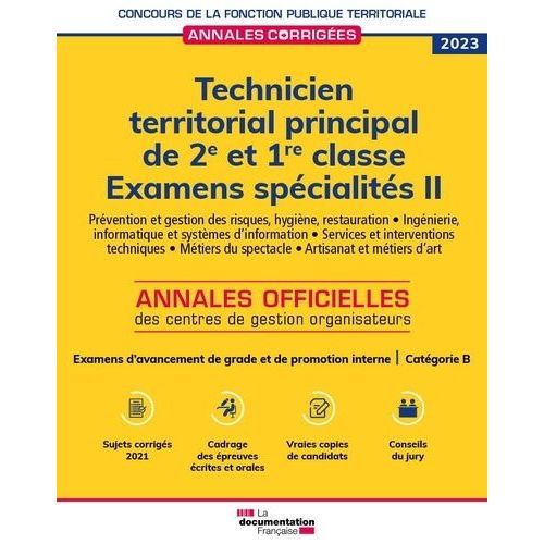 Technicien Territorial Principal De 2e Et 1re Classe - Examens Spécialités Volume 2