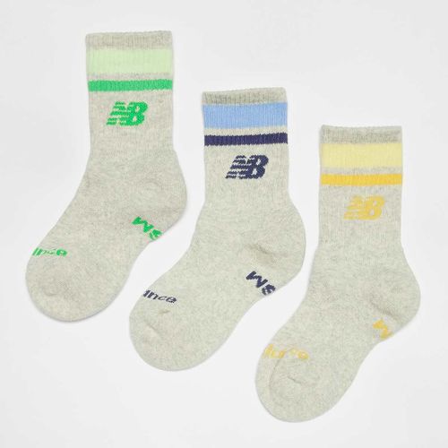 New Balance 3 Pack - Kids Everyday Stripe Midcalf Socks Unisex Chaussettes Multicolore Taille 27-30 Vêtements