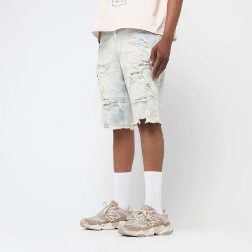 Smoke Rise Distressed Rip & Repair Denim Shorts Homme Bleu Taille 34 Vêtements