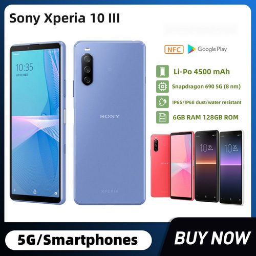 Sonys Xperia 10iii 10 III octa - Core 6.0 pouces 6gb RAM 128gb rom LTE 5G 12mp 3 caméra simple / double analogique téléphone Android le téléphone utilise 98% des nouveaux smartphones Noir,Sim unique