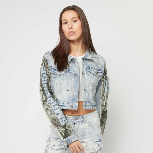 Smoke Rise Denim Trucker Nylon Mixed Media Jacket Femme Vestes De Mi-Saison Bleu Taille Xl Vêtements