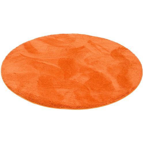 Pergamon Luxe Super Soft Tapis À Poils Longs Silky Rond Orange 120x120 Cm