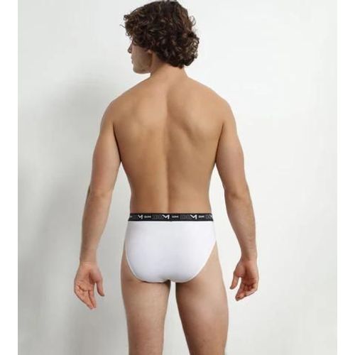 Dim Lot De 2 Slips Homme Blanc Gris Ceinture Contrastée Dim Coton Stretch