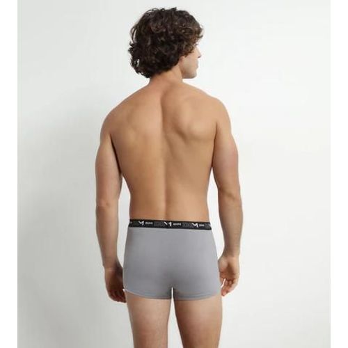 Dim Lot De 2 Boxers Homme Blanc Gris Ceinture Contrastée Dim Coton Stretch