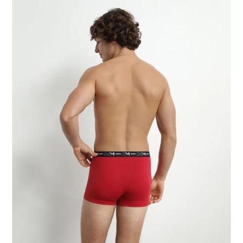Dim Lot De 2 Boxers Homme Gris Rouge Ceinture Contrastée Dim Coton Stretch